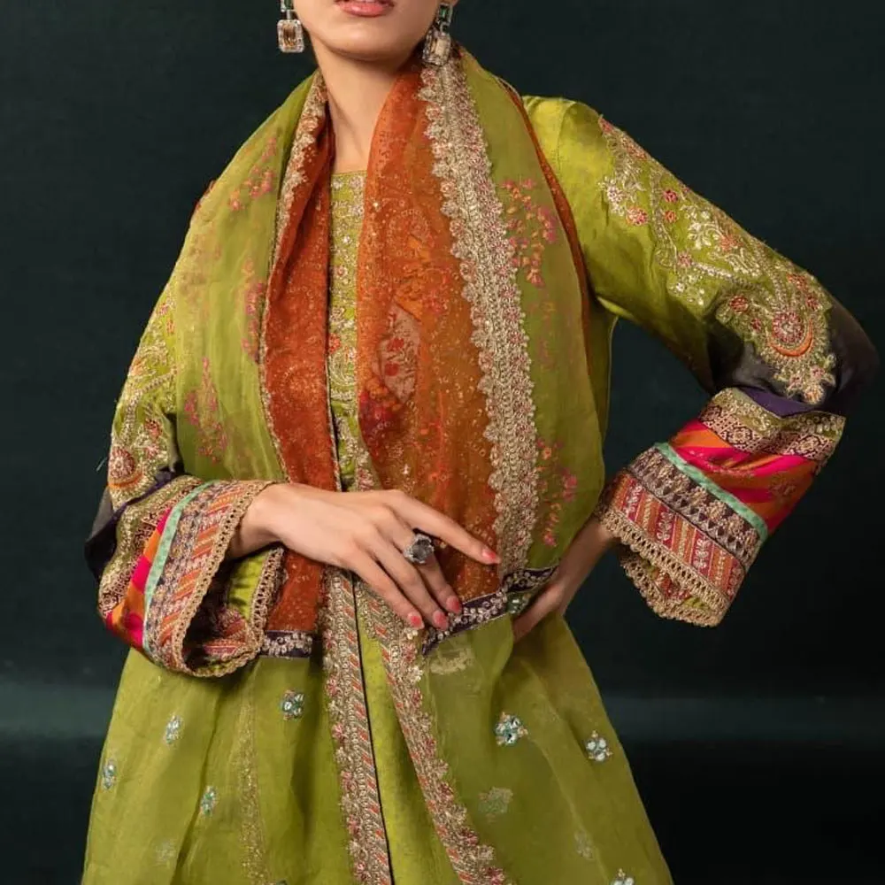 Pakistani Shalwar Kameez женское платье из 3 предметов женская рубашка 4 сезона с вышивкой и расклешенные брюки костюмом органзы Dupatta