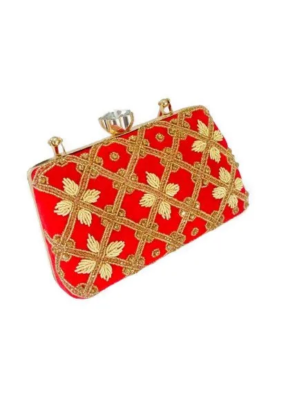 High On Demand Sparkling Elegant Fashion Statement Floral Patterned Hand Beaded Bridal Purse Available at Wholesale Prices