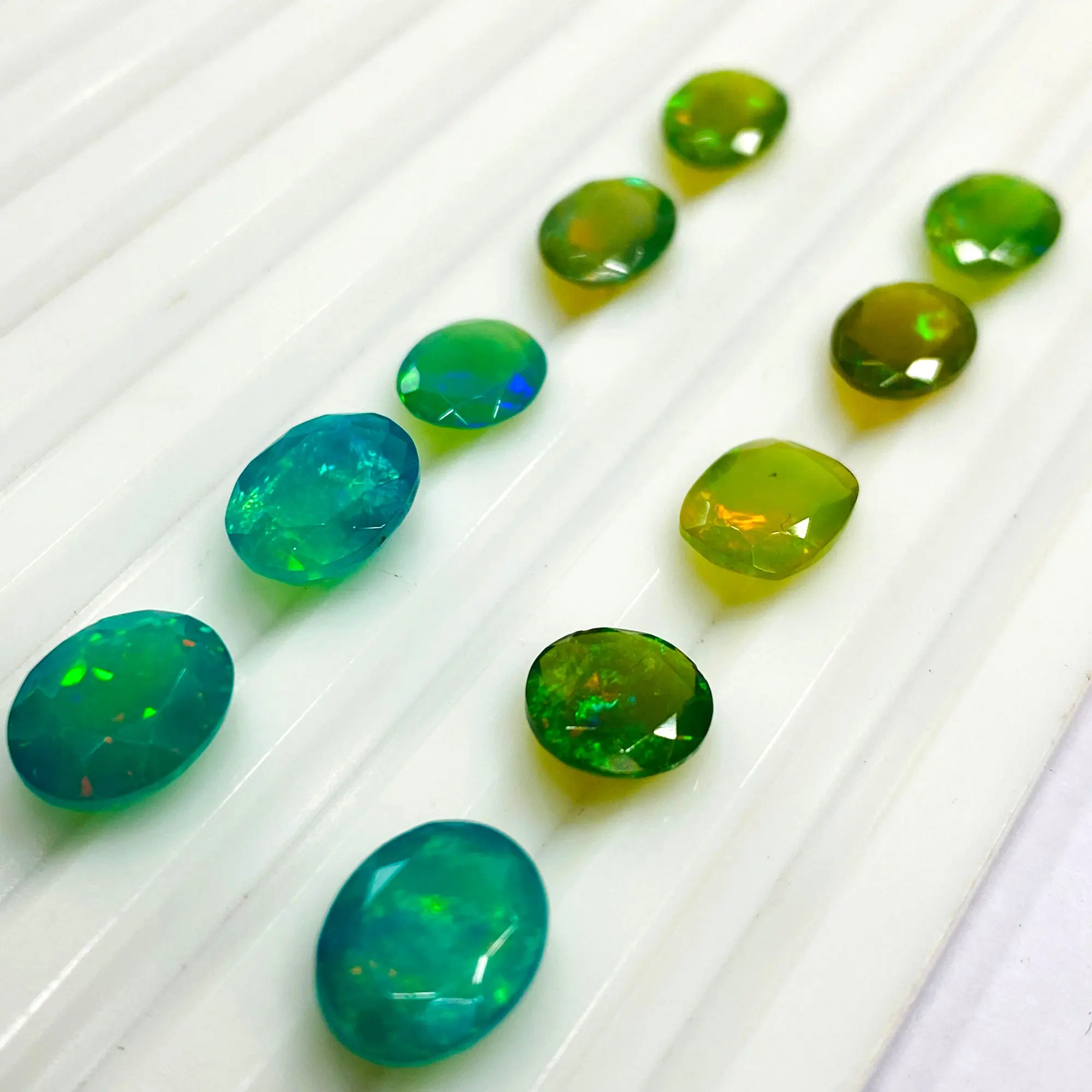 Wholesale Lot of Loose Blue-Green Natural Ethiopian Opal Gemstones 1-3ct Mix Shape IGI Certified for Jewelry Making Fire Play