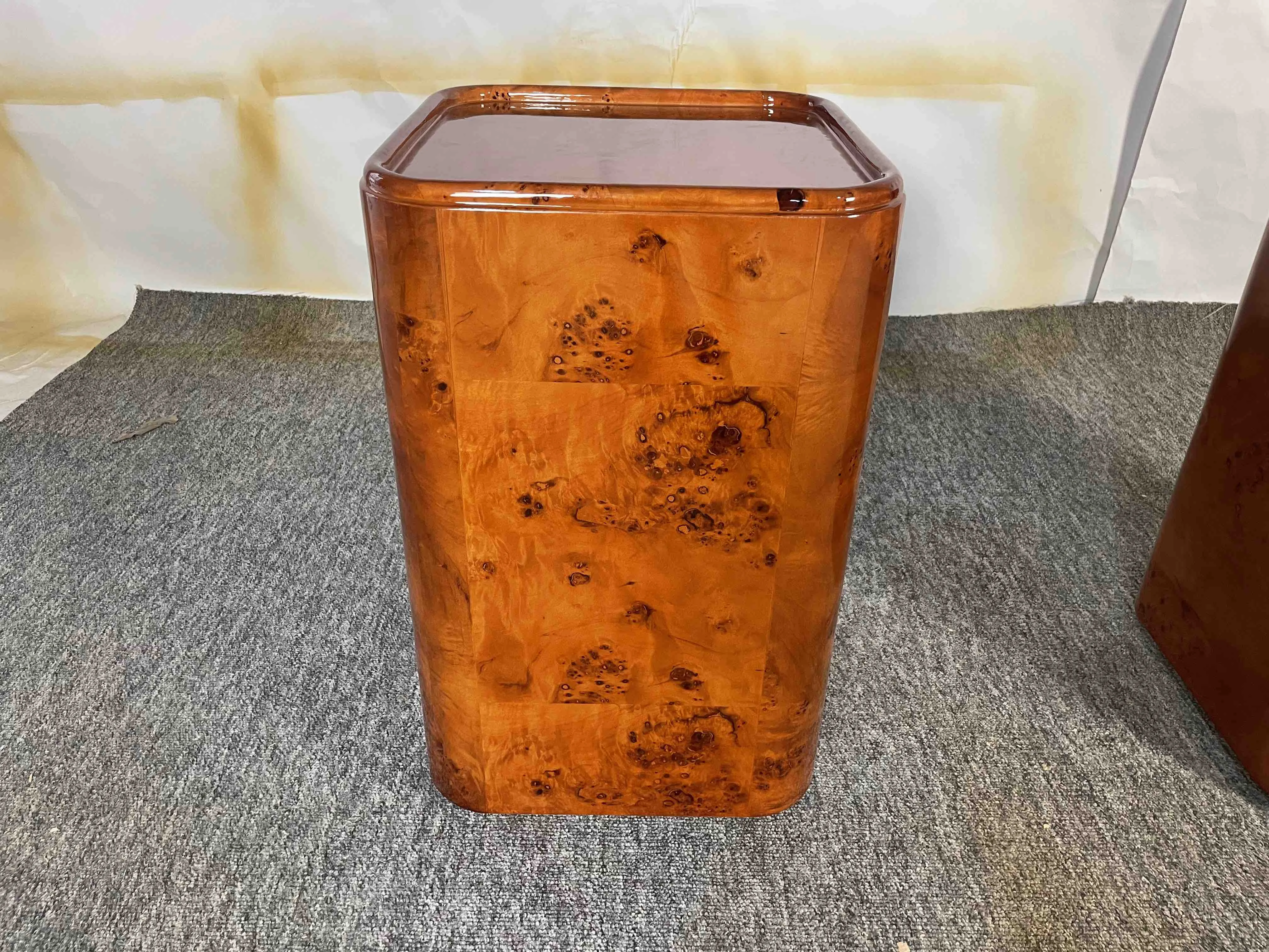 2024 new modern luxury Burl veneer home furniture for plywood decorative panel wooden living room furniture Dawson Side Table