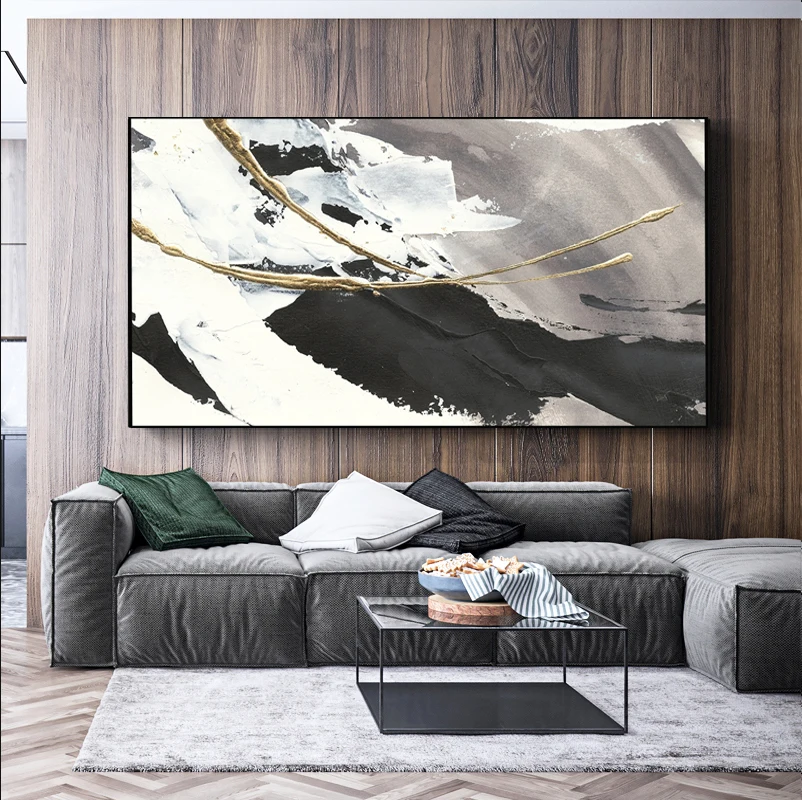 Wholesale abstract luxury hand-painted oil painting thick texture villa furniture decoration living room 3D wall painting