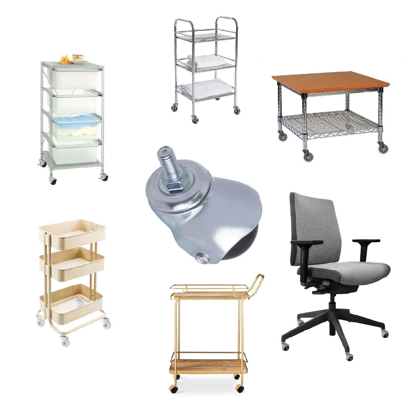 2 Inch Furniture Ball Casters M8 Threaded Screw Zinc Coating