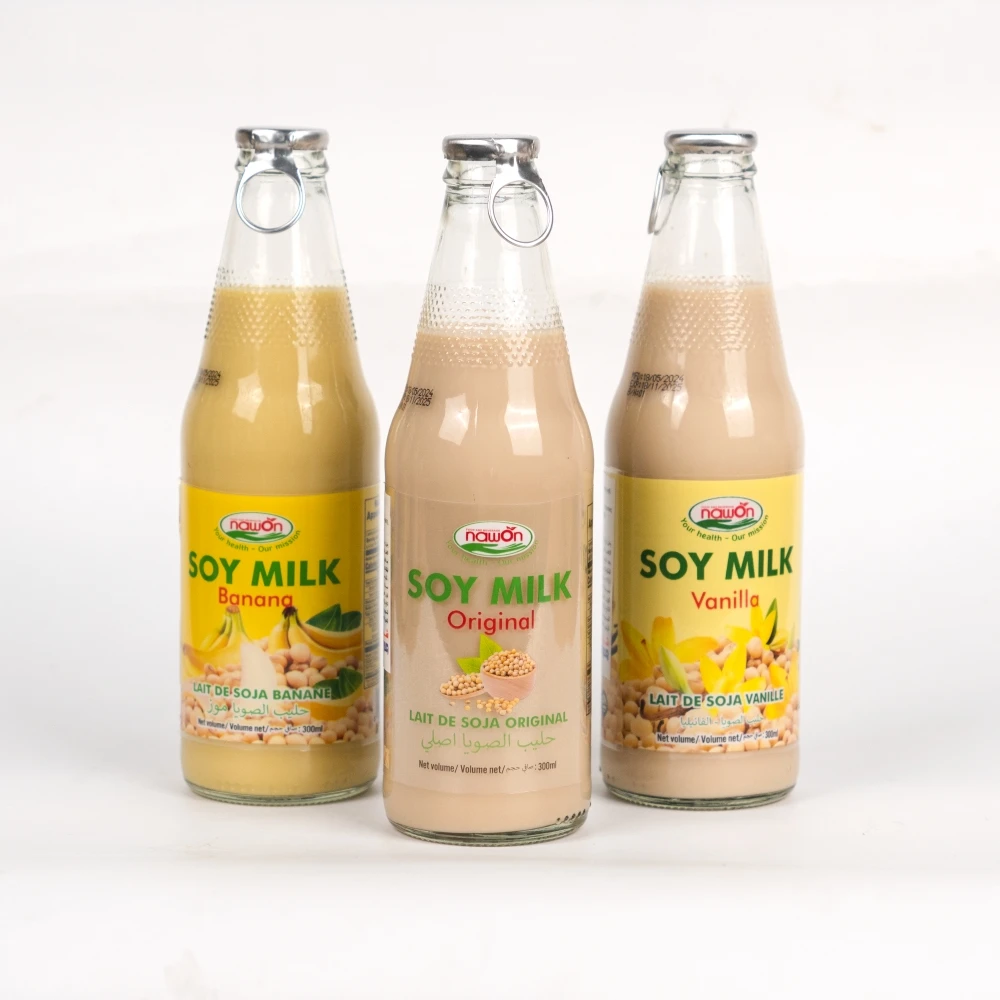 Good Taste Vietnam Soy Bean Milk Drink 300ML Glass Bottle Nawon Soya Milk Beverage Wholesale Supplier