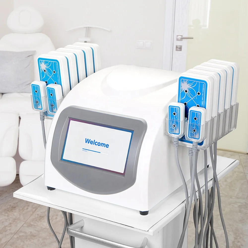 14080mw Lipo Lasers LLLT Lipolysis 635nm 650nm Fat Cell Removal Fast Slimming with 14 Pads
