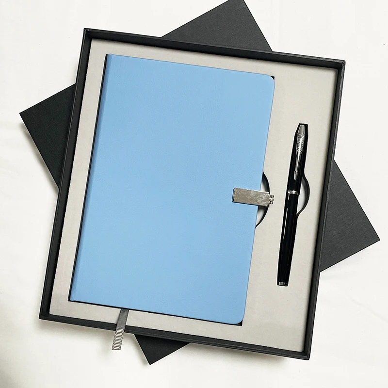 custom A5 PU leather notebooks hardcover customizable diari school planner diary journal notebook for business gift box set