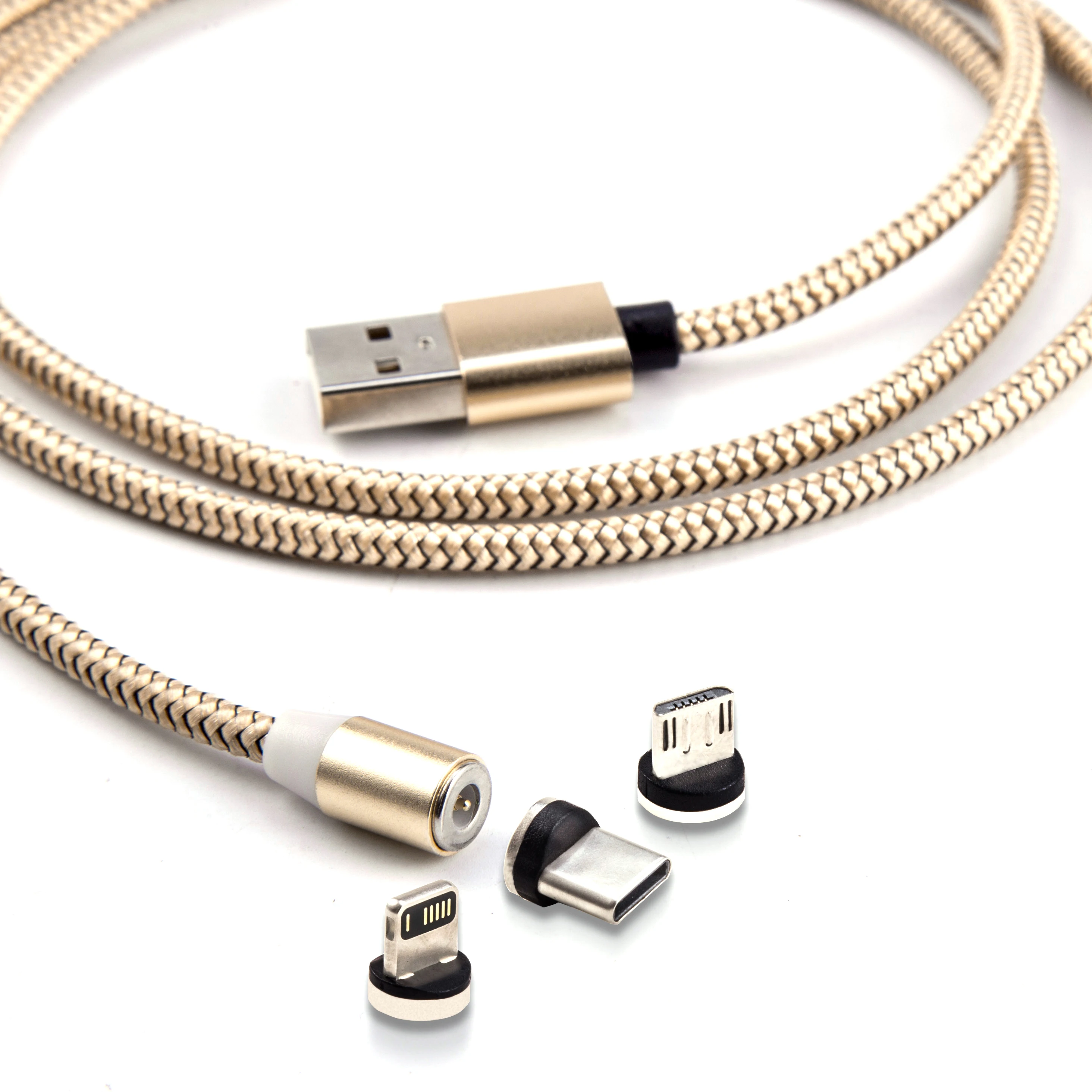 1 m 8-Pin Type C Micro 360 degree Led 3 In 1 Nylon Braided Fast Charging Magnetic USB Cable For Android ISO