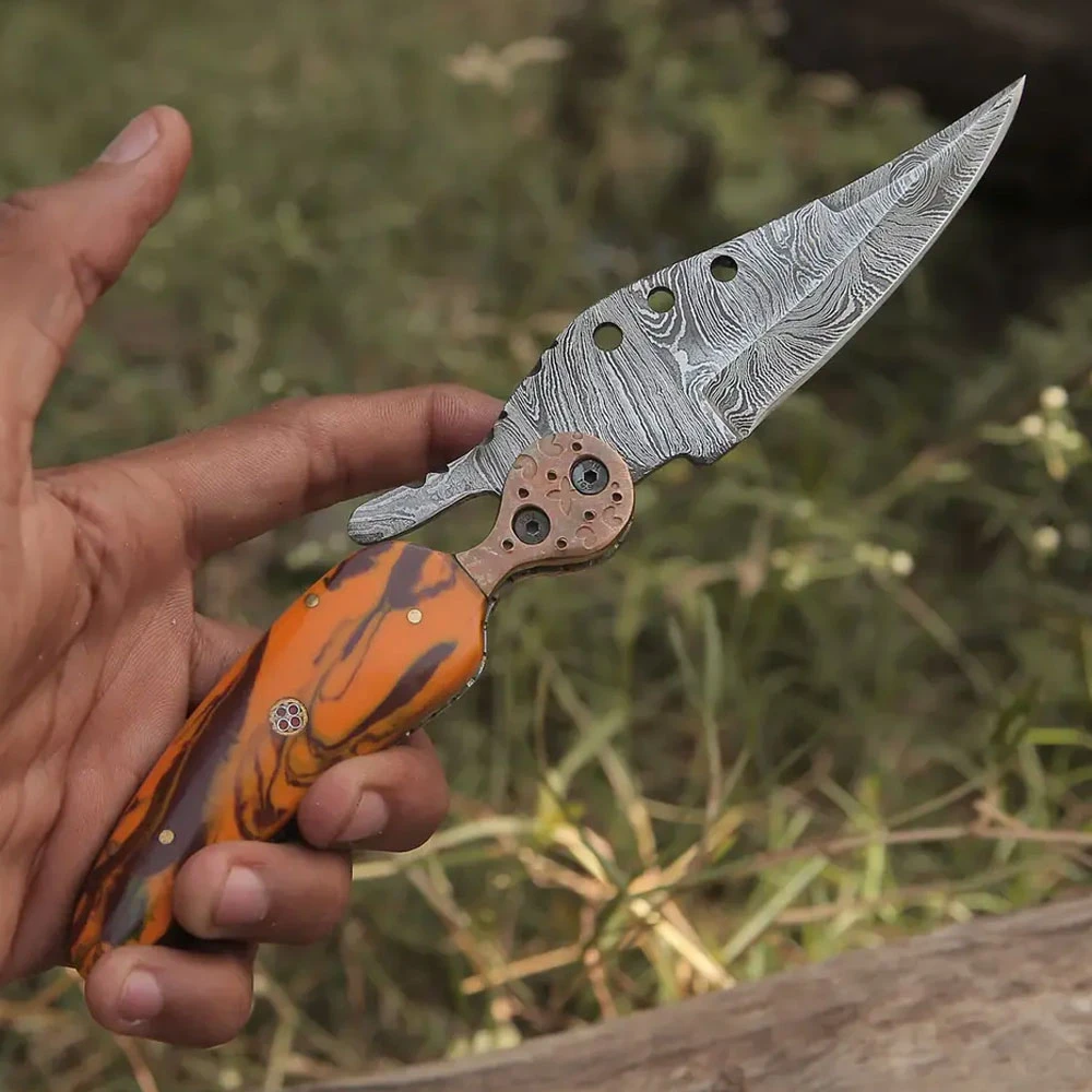 Customized Outdoor New Camping Folding Knife Multifunctional Foldable Knife with Leather Cover at cheap price OEM Service