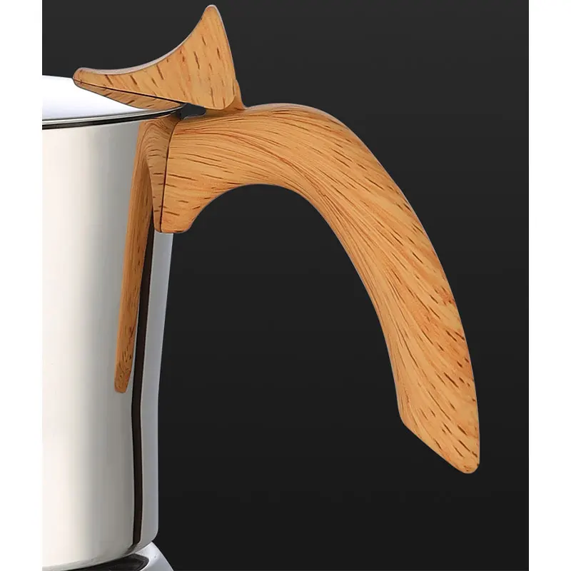 New Design Italy High Quality Wood Handle Personalized Steel Espresso Maker Coffee Moka Pot