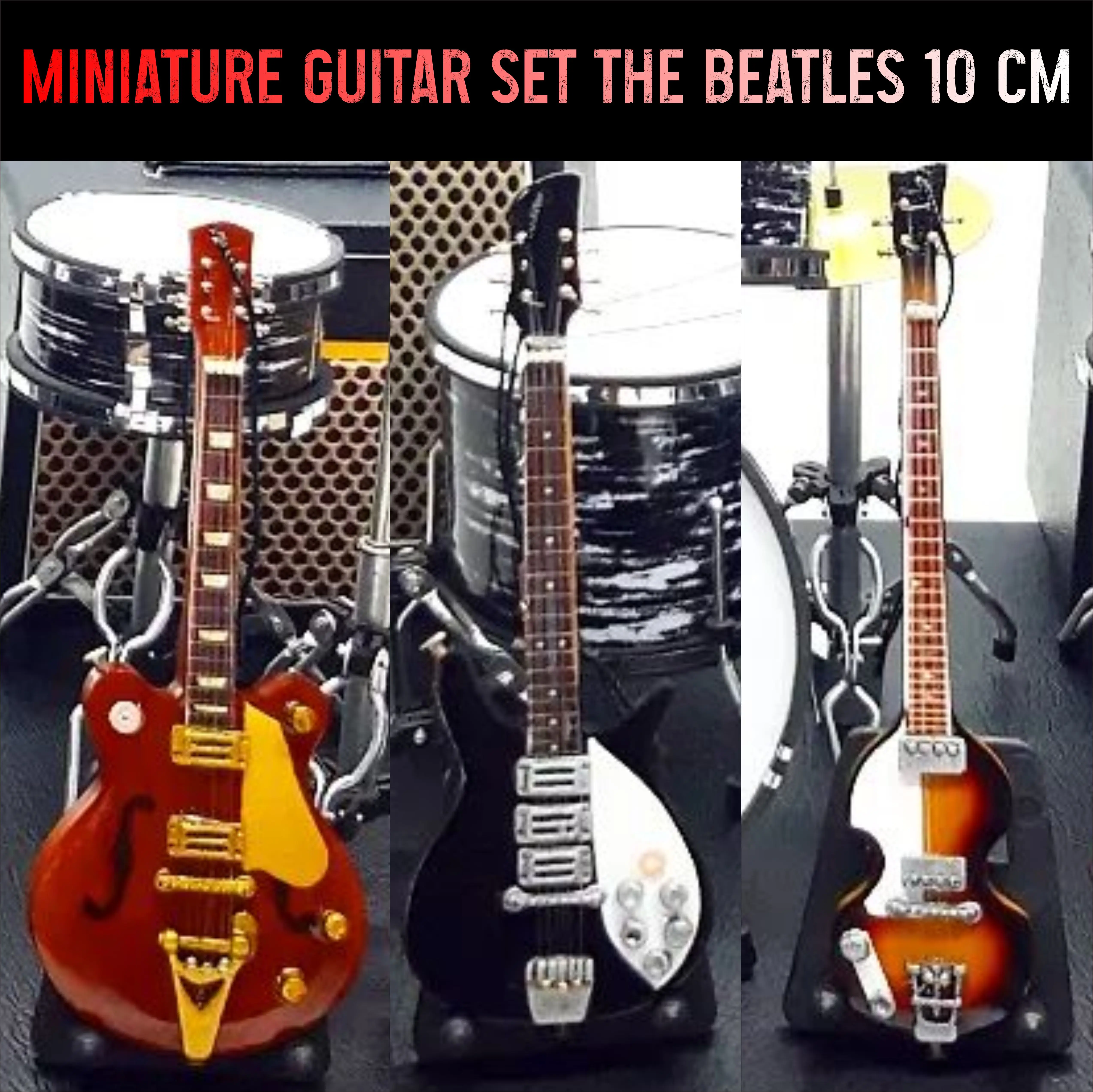 Miniature guitar  Set The Beatls exclusive package with Stage | Sound Amplifier | Microphone | for Indoor Decorations
