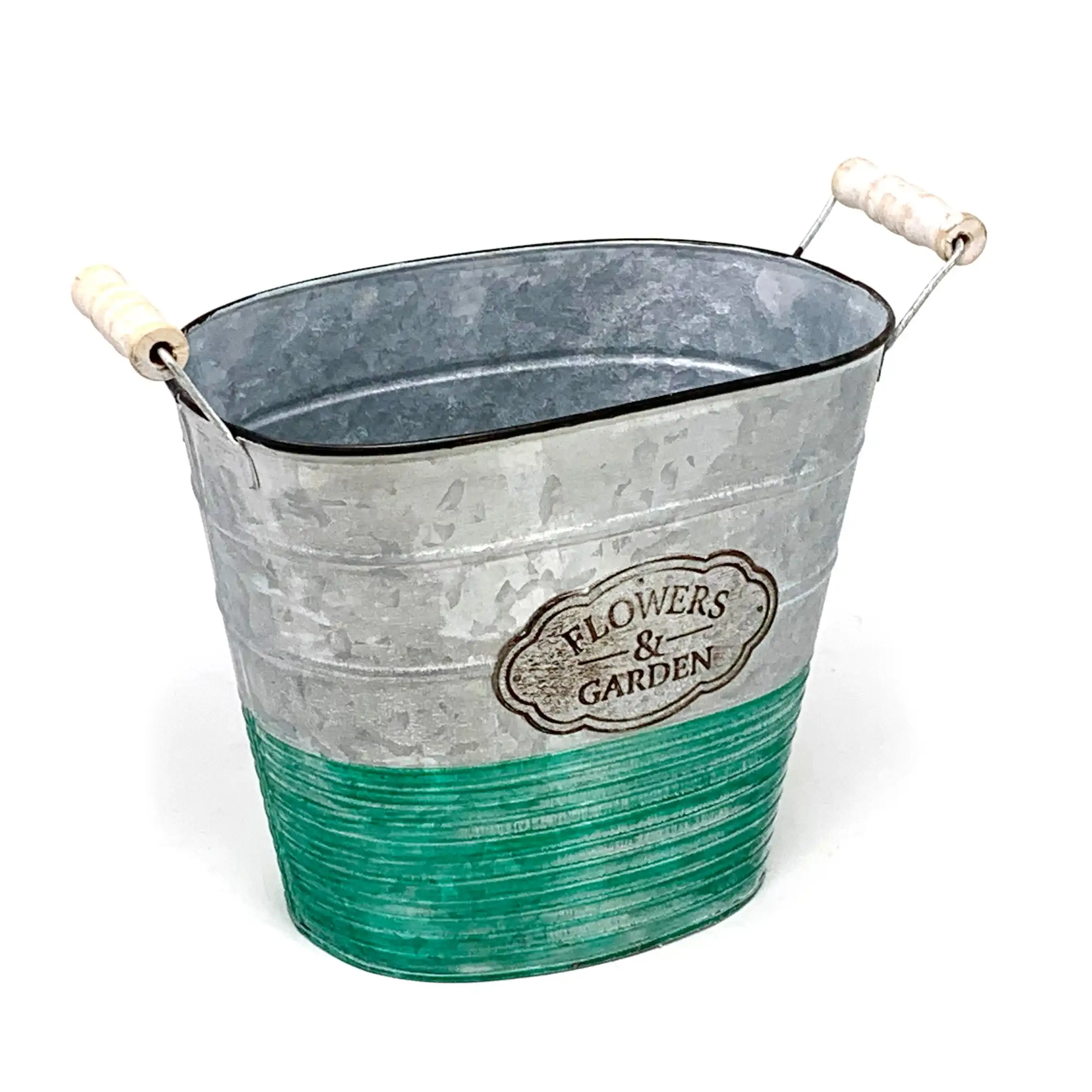 Hot Selling Oval Shape Metal Flower Bucket Iron Flower Pot China Carbon Mirror Green Customize Auto Steel Stainless Tinting