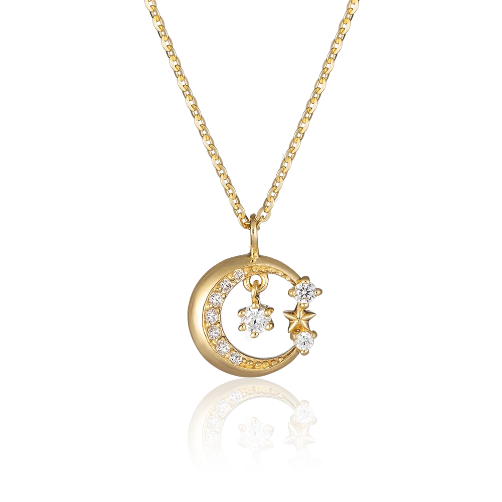 Wholesale Solid Gold Starry Night Pendant Necklace For Women Jewelry Chain With Cz Gemstone Gift Vietnam Manufacturer DCMAMD558