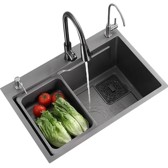 New Product Handmade Double Bowl Undermount Kitchen Sink Farmhouse Kitchen Basin Smart Sinks