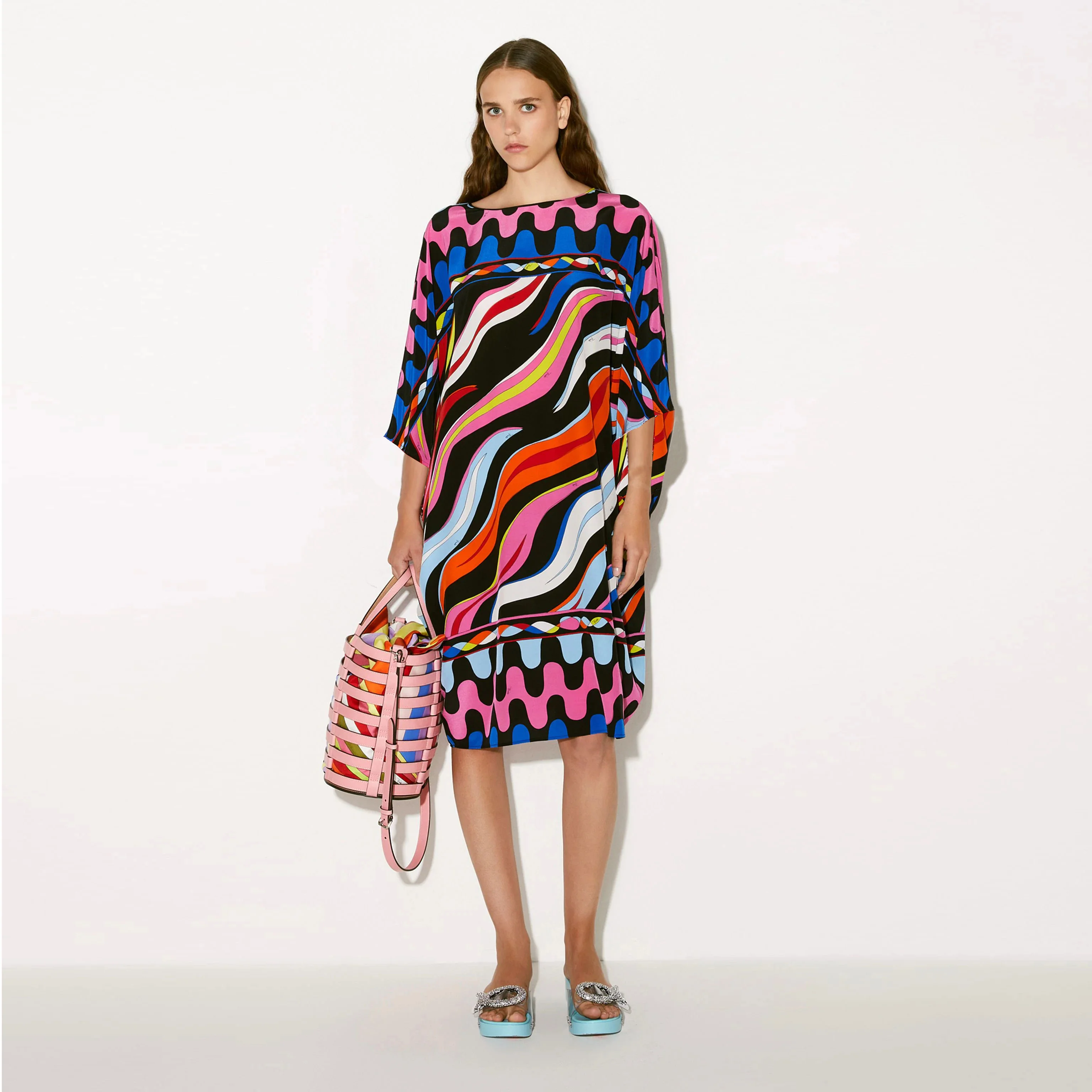 New Multi-Color Digital Printed Summer Party Wear Soft Silk Crepe Women Beach Top Short Kaftan