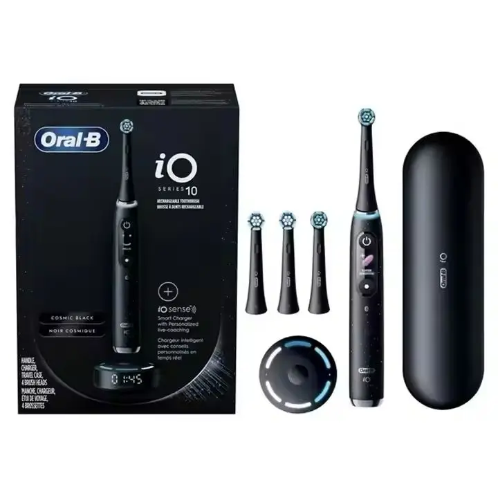 Oral-B iO Series 10 Rechargeable Electric Toothbrush with Pressure Sensor, 3 Brush Heads, Travel Case