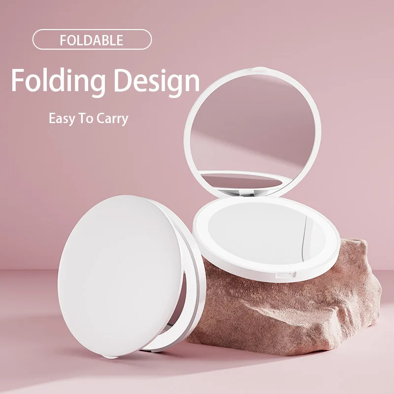 M35 светодиодный карман 1X/3X увеличение путешествия перезаряжаемая кнопка батареи зеркало для макияжа
