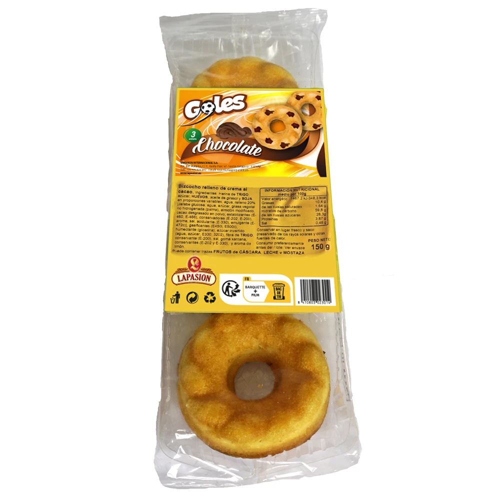 Best offer juicy cake with round shape and filled with cocoa cream 3 units 150g for supermarkets