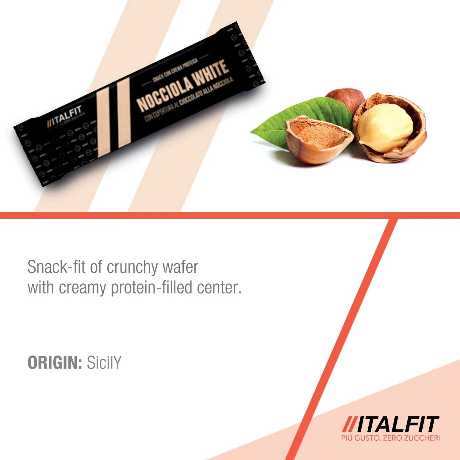 Premium quality Italian white hazelnut  protein sugarfree snack bar Italfit 24 pcs for breakfast snack after gym