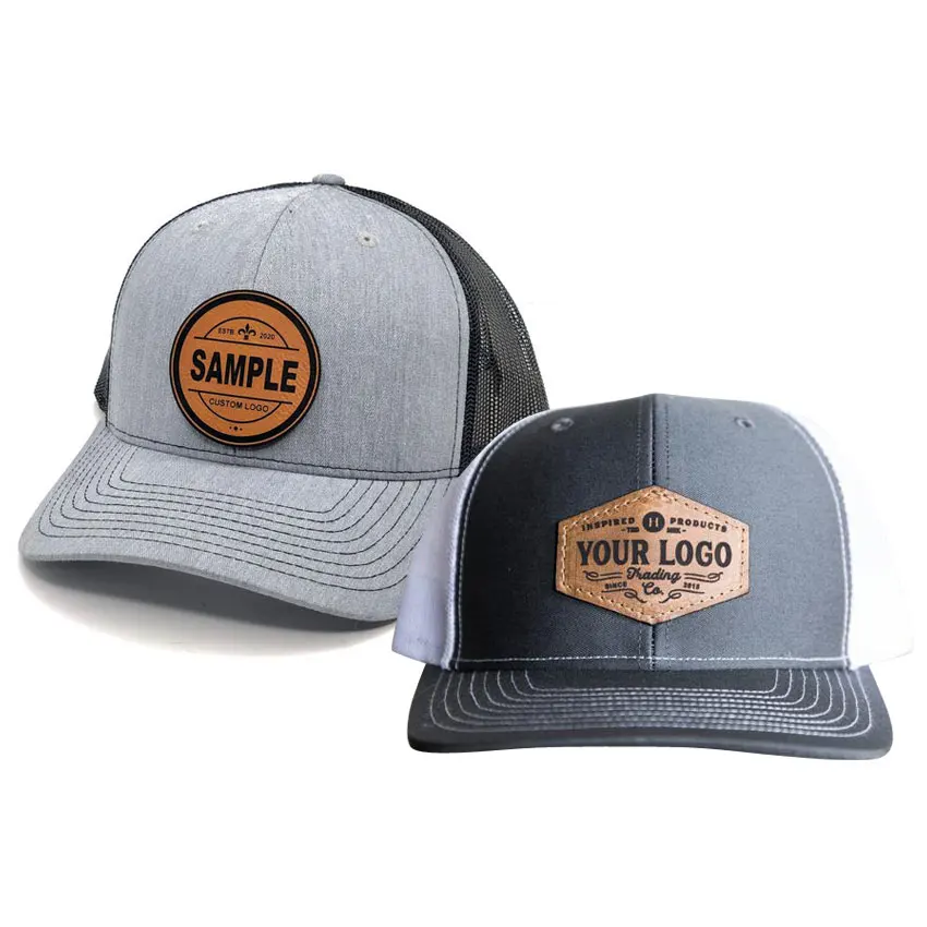 custom logo debossed sports baseball cap hat heat press leather patch