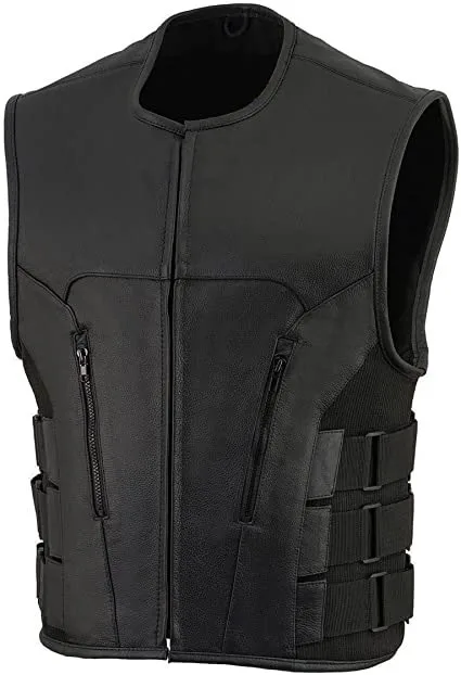 WHOLE  SALE New men  Leather Vest LOGO Motorcycle Men Fashion Customize  leather vest LOGO for men