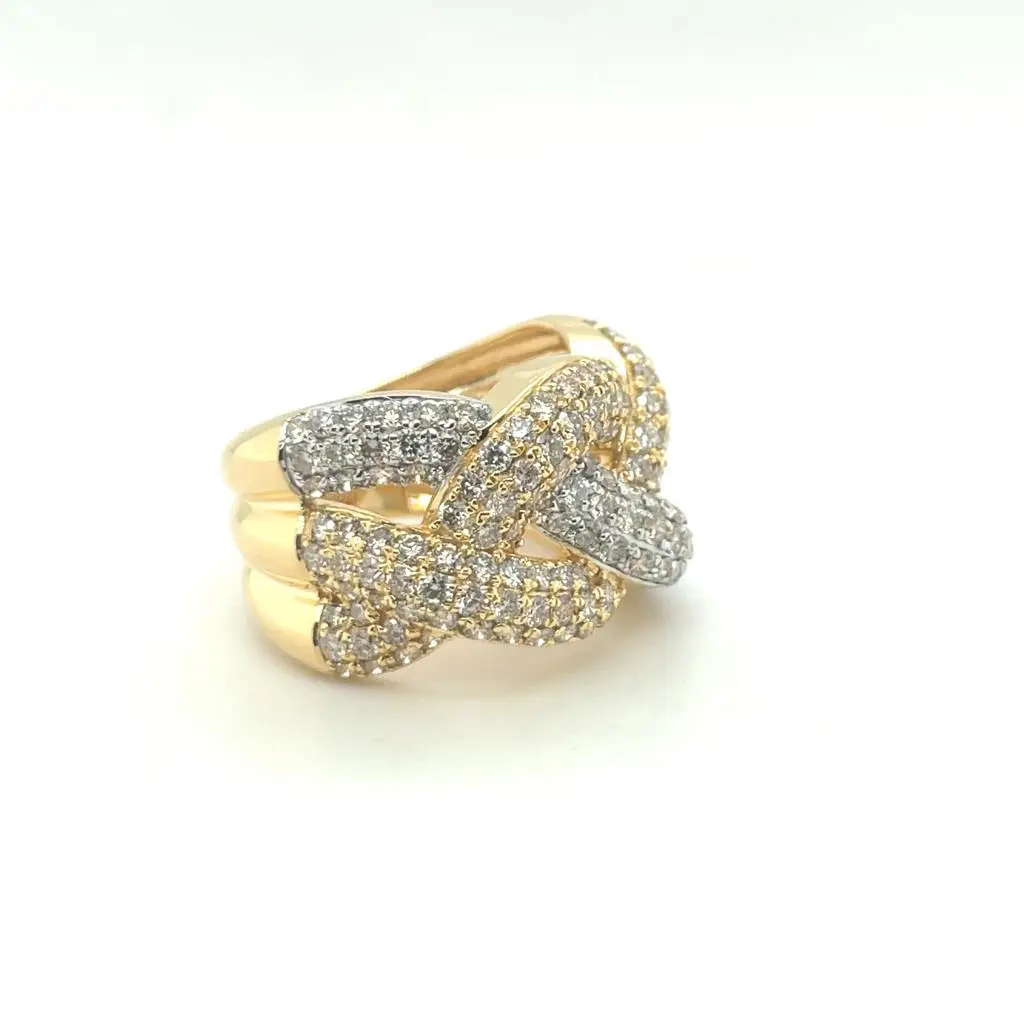 Best Selling Handmade Two Tone 14 Kt Real Diamond Finger Ring with 2.25 Diamond Ct for Girls Engagement Ring for Export