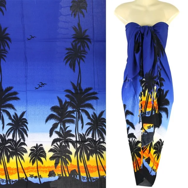 HOT SELLING Nature Print Women wear sarong beach wear multicolored bikini cover up scarf wrap around fabric sarongs