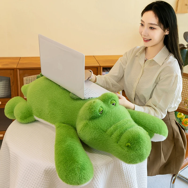 Super Soft Crocodile Shaped Stuffed Animal Toy Pillow PP Cotton Filled Embroidered Unisex Perfect Birthday Gift Home Use Wrapped