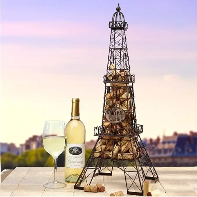Exclusive Design Manufacturer & Wholesaler Eiffel Tower Metal Iron Wine Cork Holder Wine Holder Wall Mounted Wine Holder