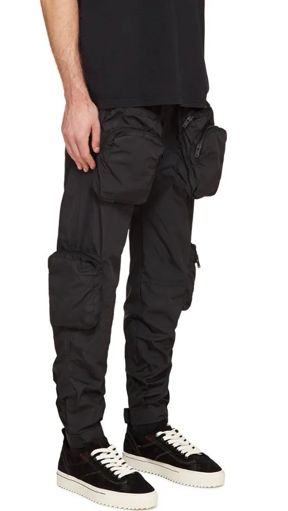 Wholesale Black 6 Pocket Mens Cargo Trousers Pants Mens Slim Jogger Custom Men Casual Plain OEM Pockets Trouser