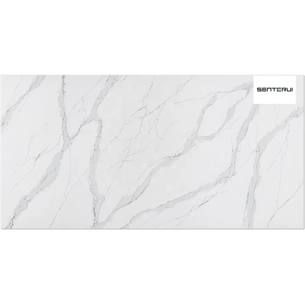 Centurymosaic Wholesale 20mm White Calacatta Big Quartz Stone Slab for Bathroom Countertops And Background