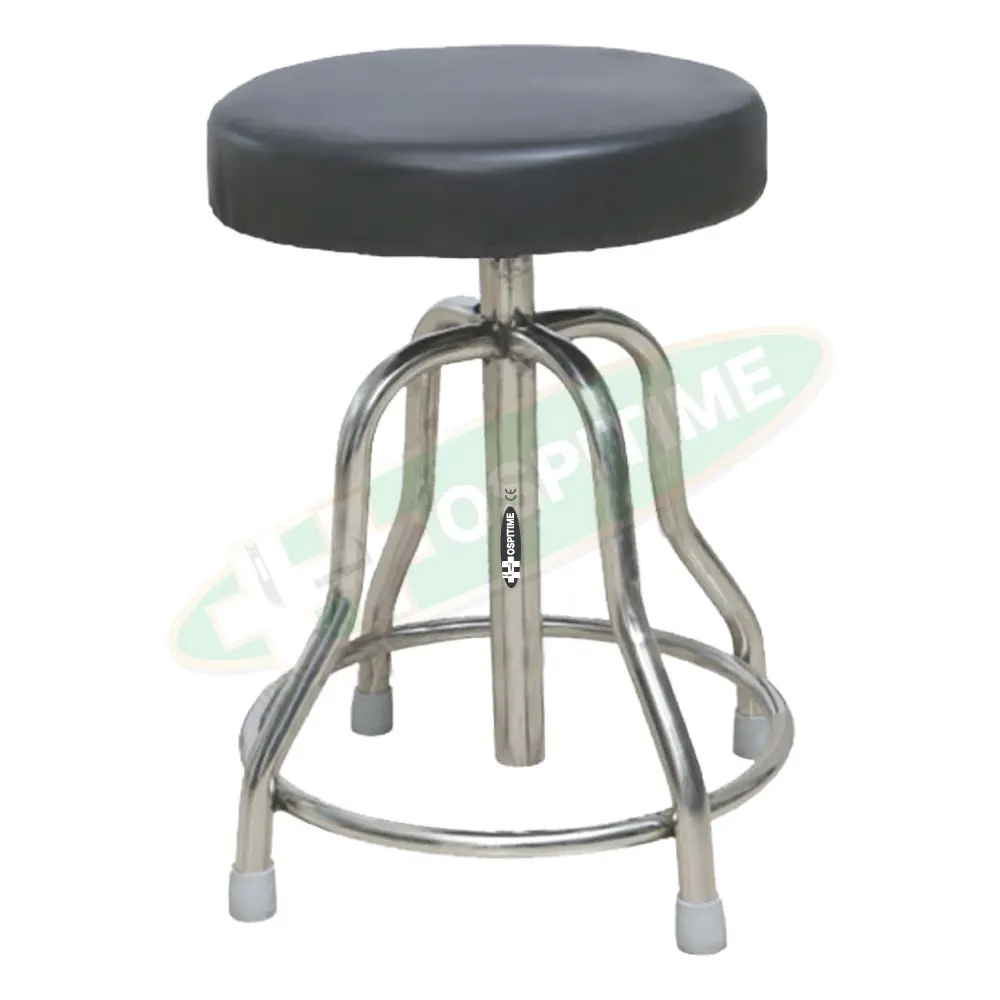 Hospitime 4-Leg Hospital Patient Revolving Stool Cushioned Top Made PU Leather Clinics Medical Facilities Hospital Furniture