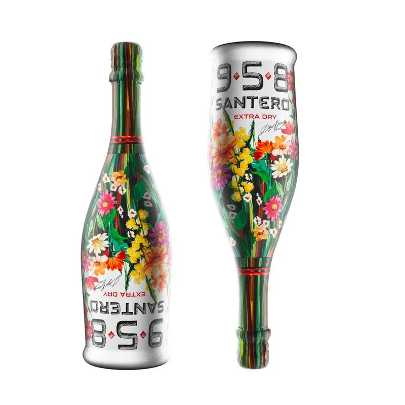 958 SANTERO FLOWERS, extra dry, sparkling wine, 750 ml, 25.36oz, alcohol content 11,5%, hand-designed by Diego Bormida