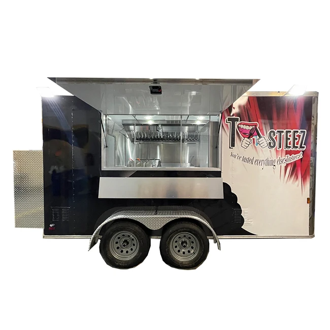 Fast Food Car Mobile Kitchen Pizza Trailer Mobile Catering Cart Fridge Refrigerated Food Truck