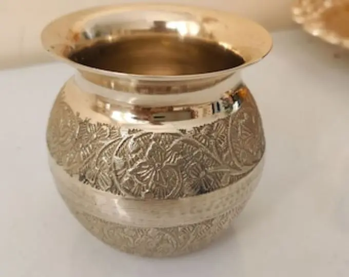 Decorative Copper Pure  Pot  Chandi Plain Lota Sangli Kalasha for Puja (200gm) Kalash for Pooja German Silver Kalash