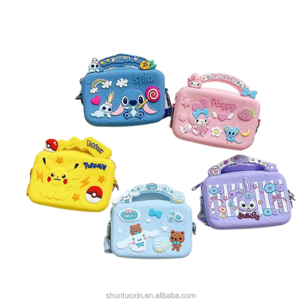 Bandolero tipo carterita silicone cartoon messager bag wallet coin purse pikachu stitch dog Stella handbags crossbody shoulder