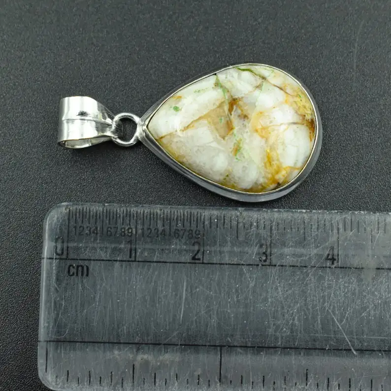 Handmade 925 Sterling Silver Beautiful Picture Jasper Pendant Necklace Diamond Pearl Cross-Shaped Flower for Mum for Weddings