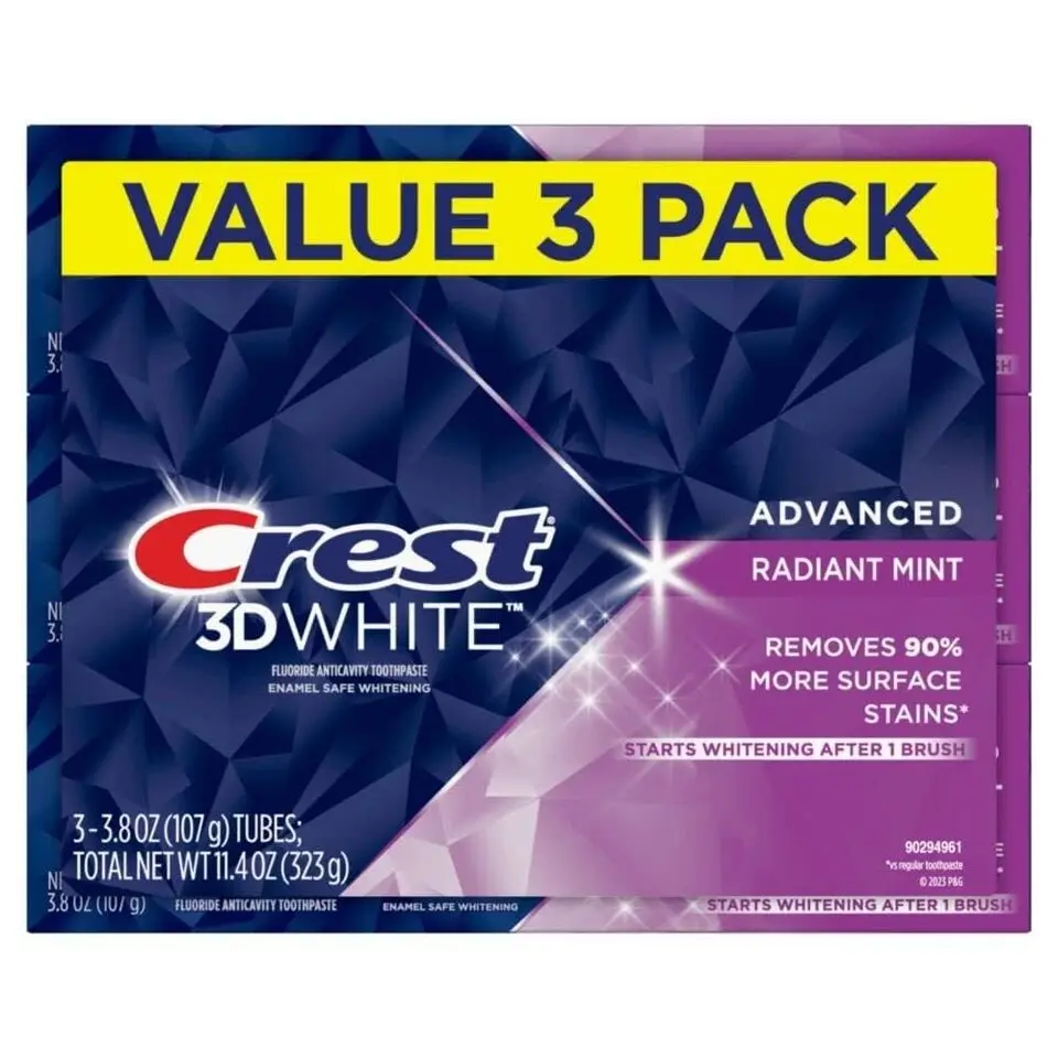 Crest 3D White Toothpaste Radiant Mint, 3.8 Oz ( Pack of 3 )