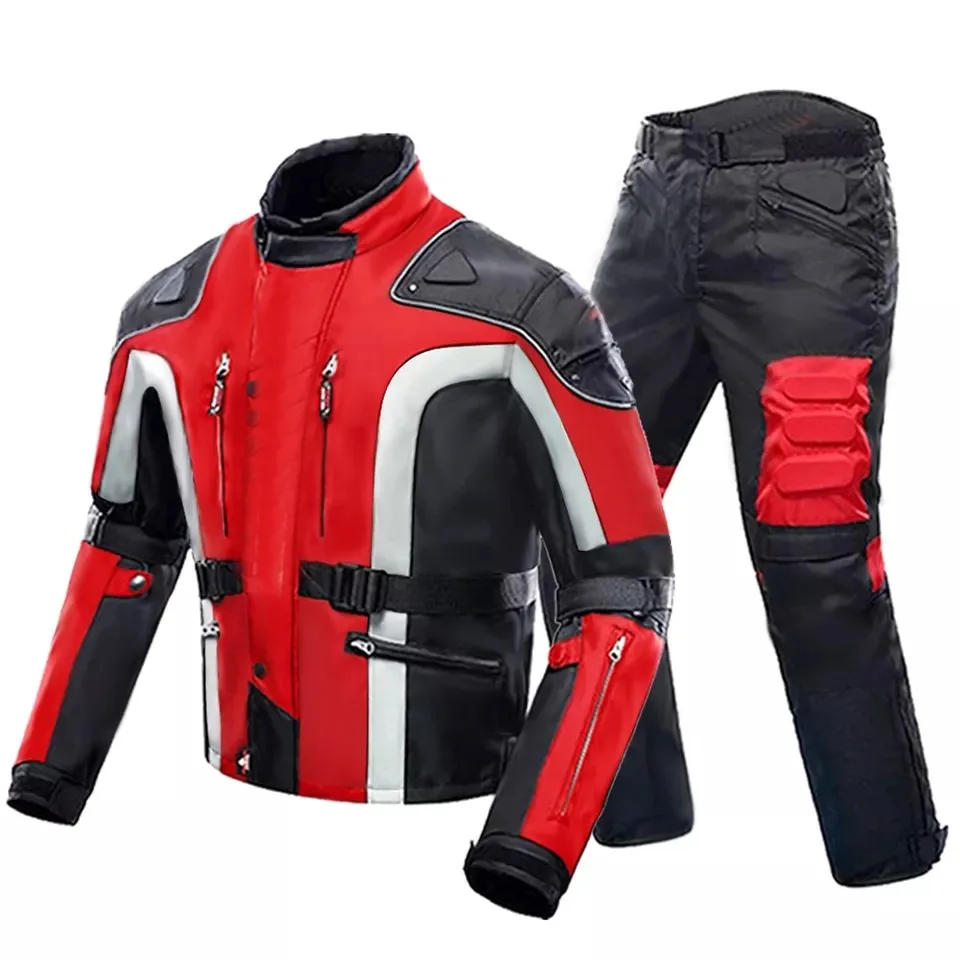 Waterproof Motorcycle Jacket Jacket +Pants Riding Racing Motorbike Clothing Moto Suit for 4 Season