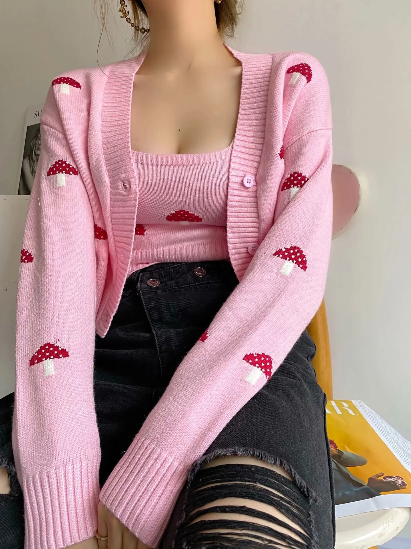 New style high quality customized women cardigan sweater knitted acrylic winter sweater