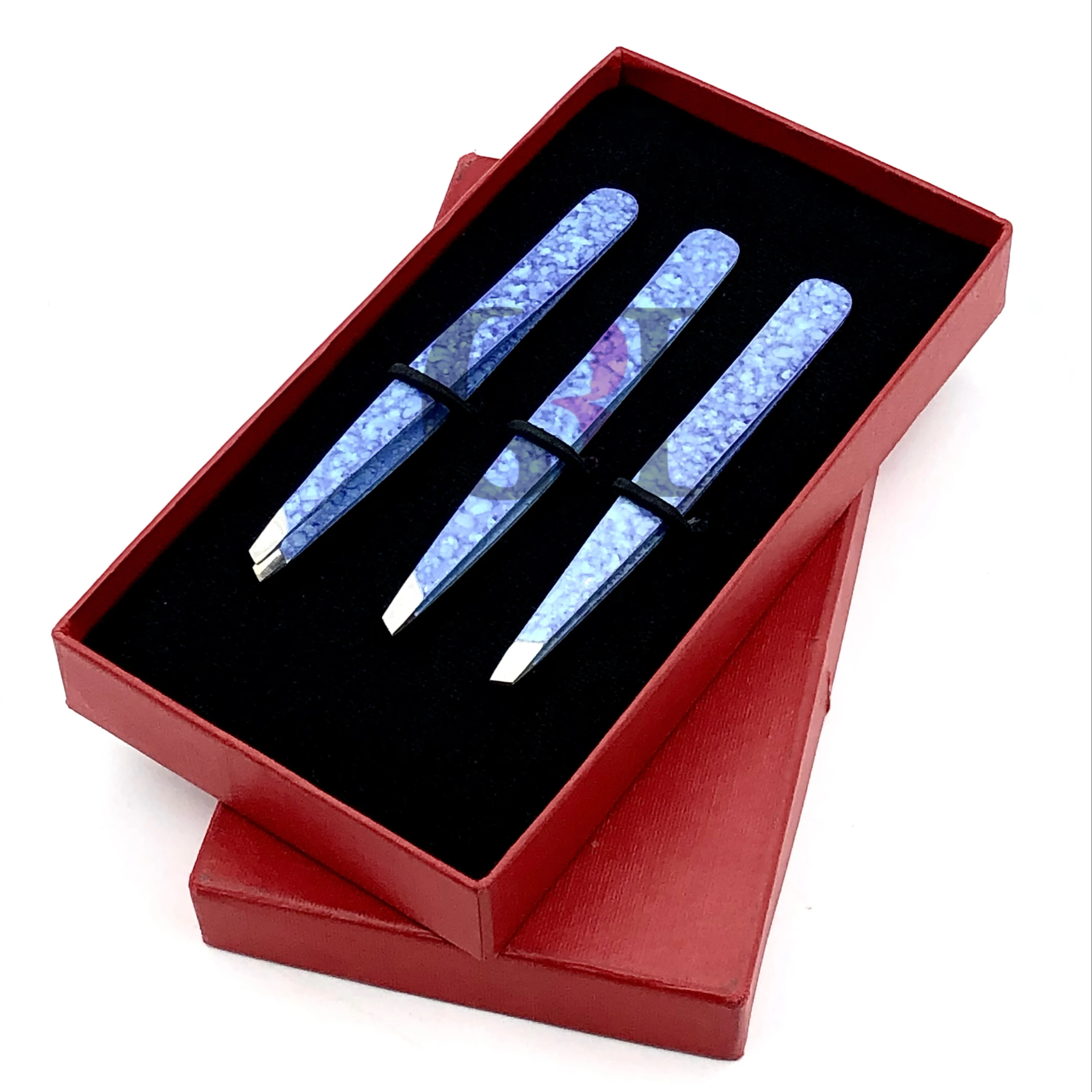 Best Quality Professional Eyebrow Blue Paper Coating  Eyelash Extension Tweezers  Stainless Steel Custom Logo Beauty Instruments