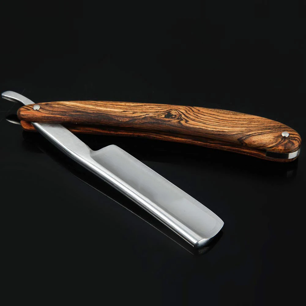 Premium Straight Edge Barber Razor Beard  Manual Razors/ Wooden Handle Shavette With Customized logo