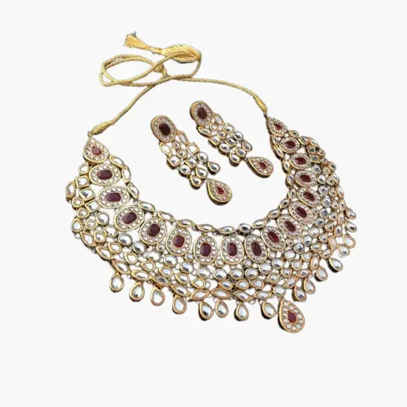 Bridal choker set Ruby and emerald online CZ Choker necklace designs Jewellery online store 2023