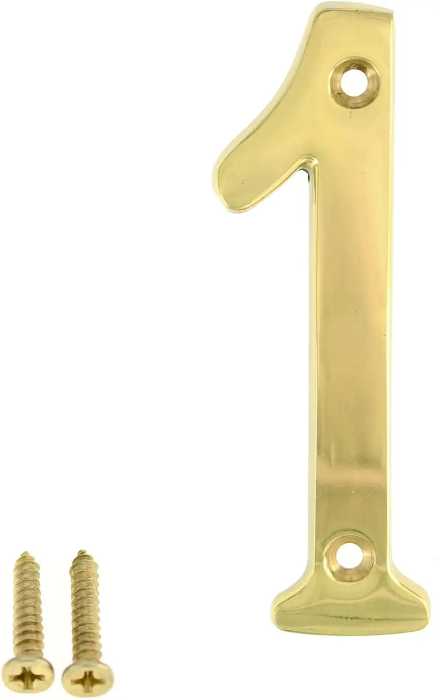 Hardware A200 4 Inch Brass Bright Brass House Number 1