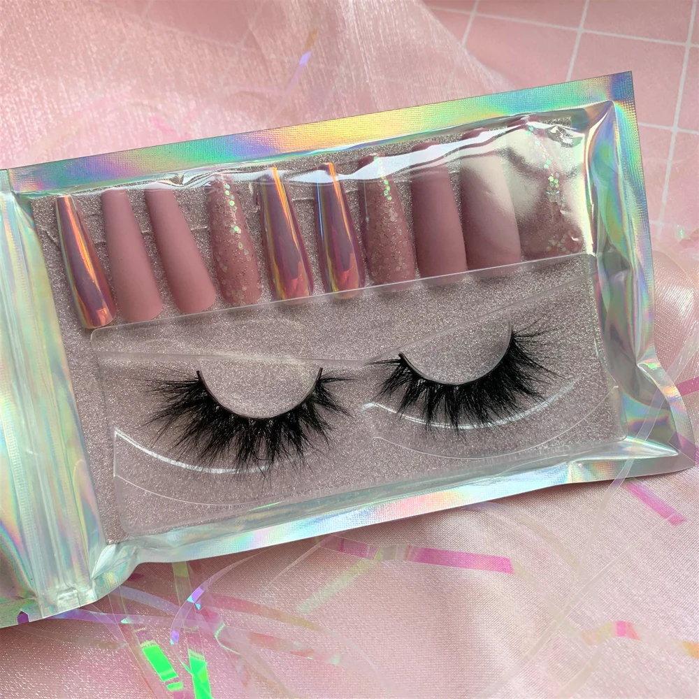 3d Mink Vegan Eyelash Tweezer Silk Faux Mink Synthetic False Lashes Fake Press On Nails Eyeliner Glue Pen Cosmetic Kit