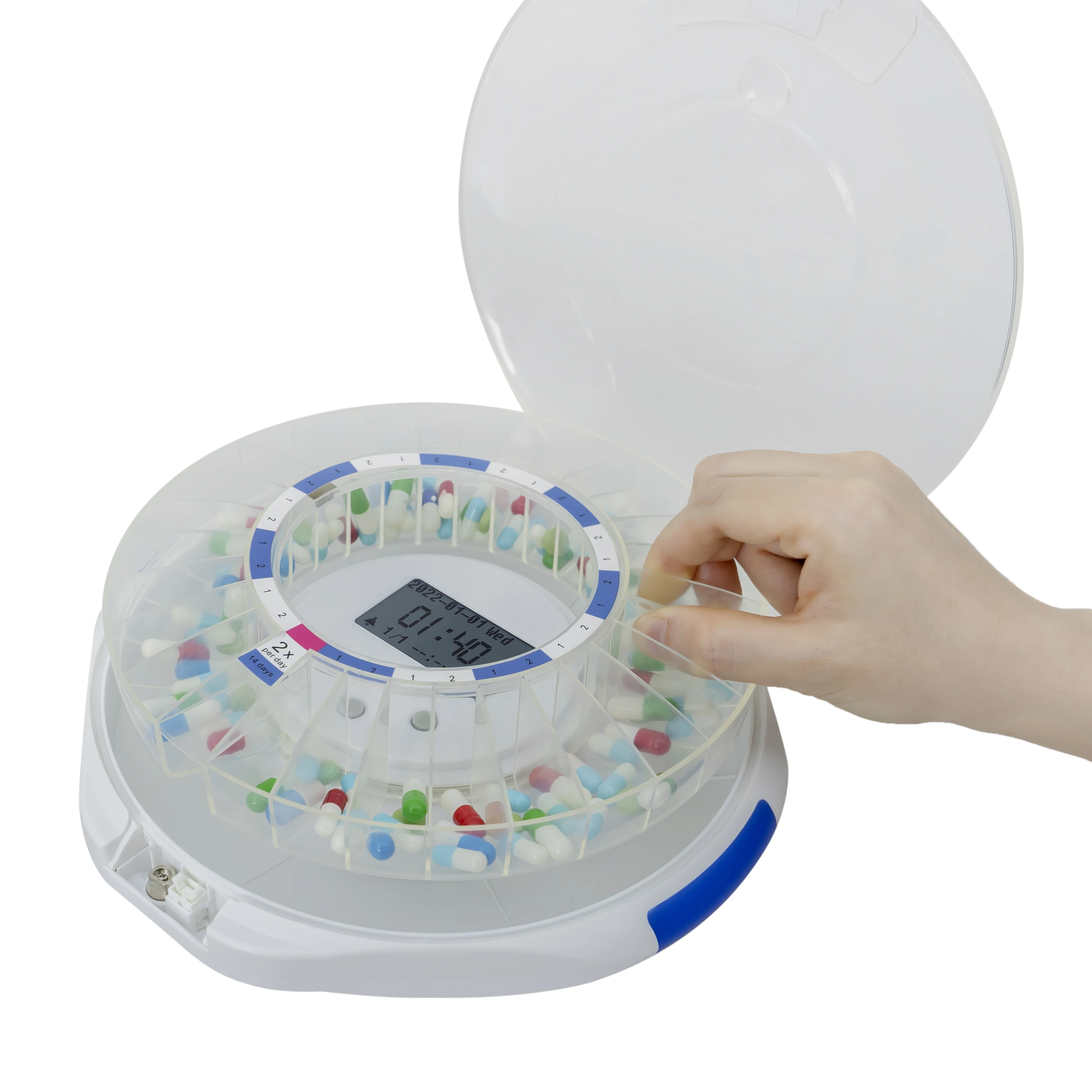 Wholesale ZOOMCARE M156A remotely monitorable 4*AA battery WIFI 28-day medication pill dispenser with alarm lock app alert