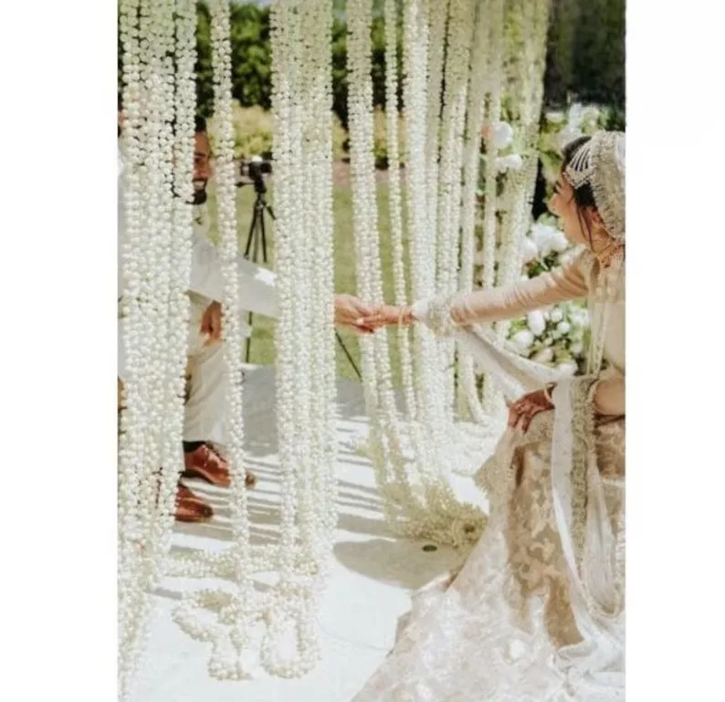 Artificial MograJasmine Buds Nikaah Pardah Partition Arch Flower Curtain for Eid Mahamaham Festival Seemantham Traditional Decor