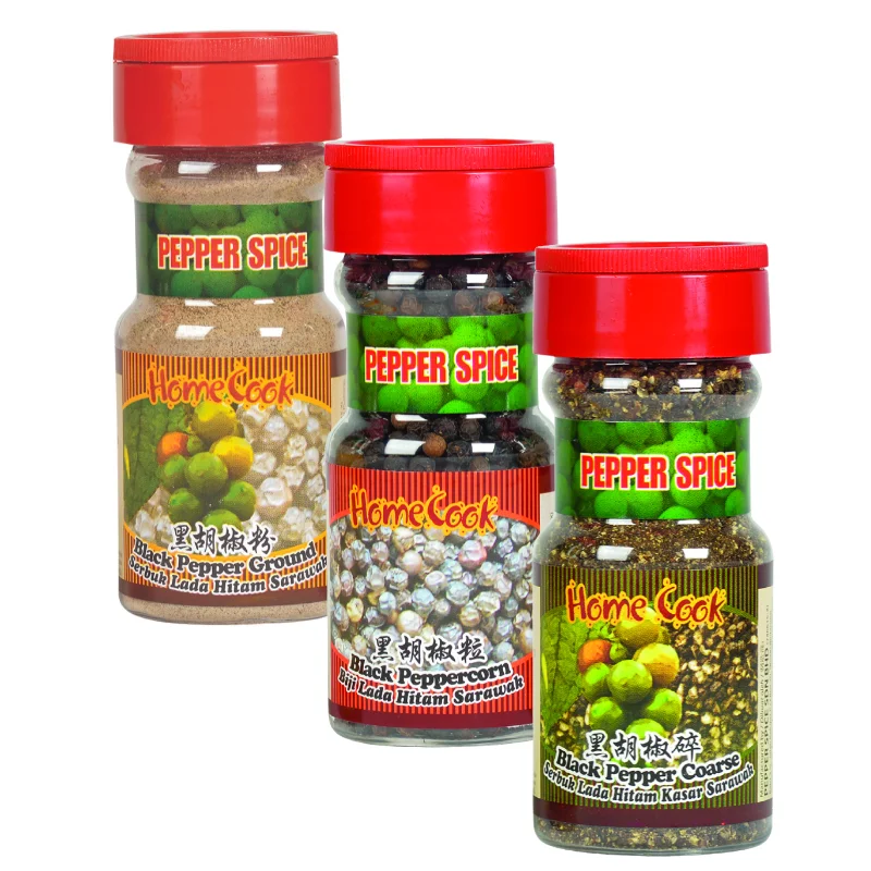 Top Quality Selling Price Fresh Pure Black Pepper FIne Ground 70g Halal Certified Malaysia Bulk Black Pepper Powder For Pasta