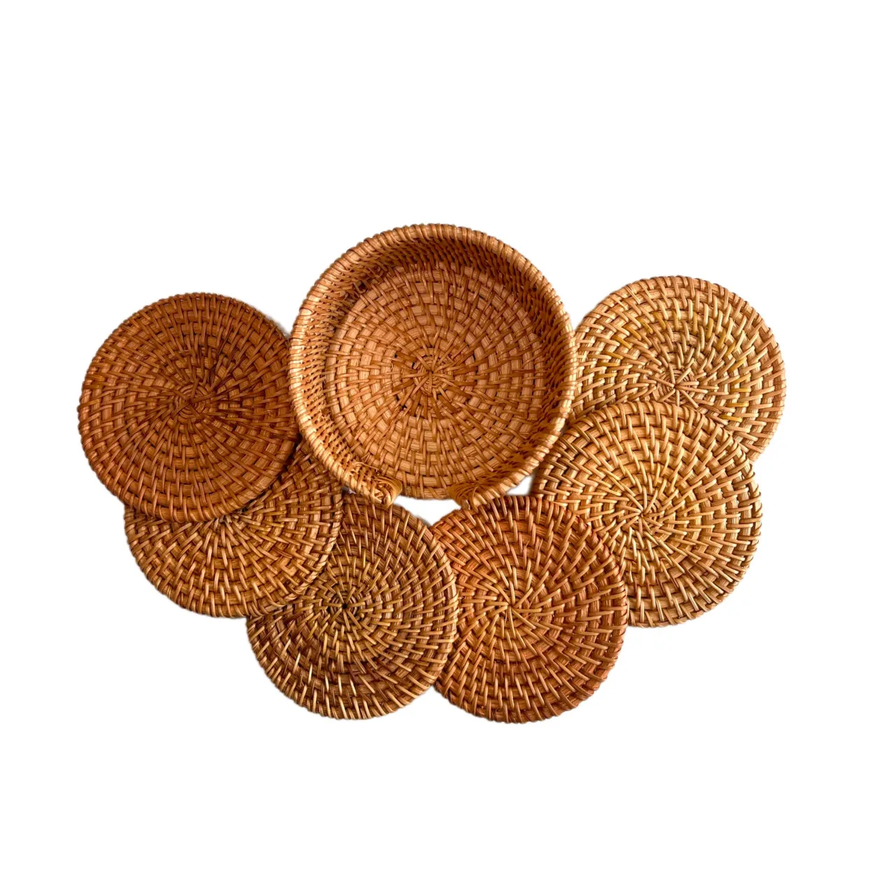 Wholesale Handicraft Simple Modern Rattan Coaster Handmade Viet Nam Wicker with Minimalist Comfortable Lifestyle Design