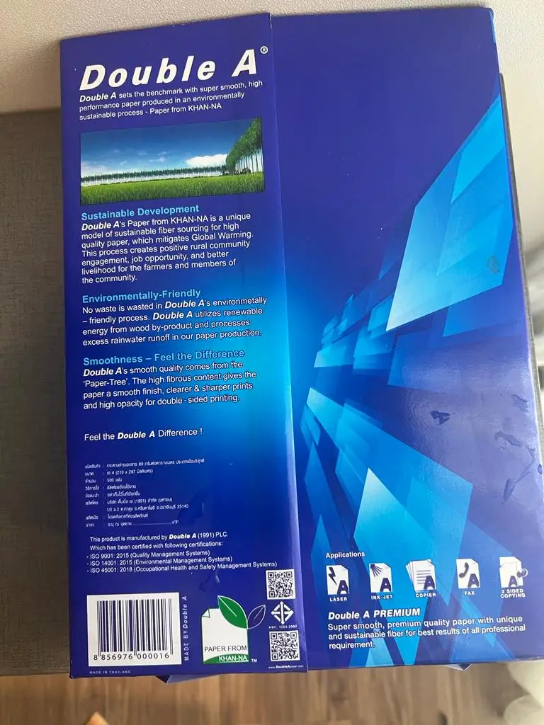 100% JK A4 Paper Price A4 size copy copier paper 80 gsm