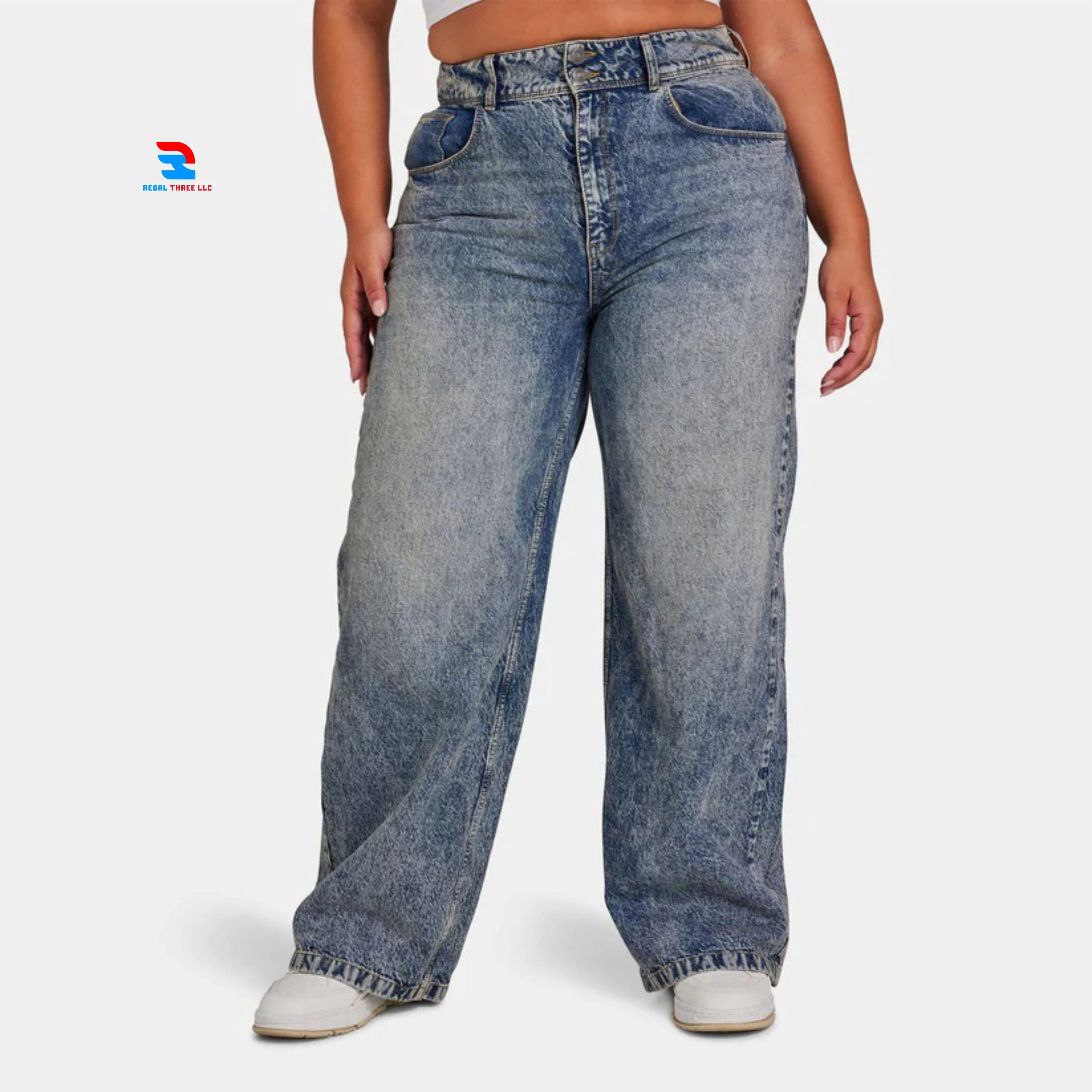 Женские прямые джинсовые брюки с несколькими карманами, большие размеры