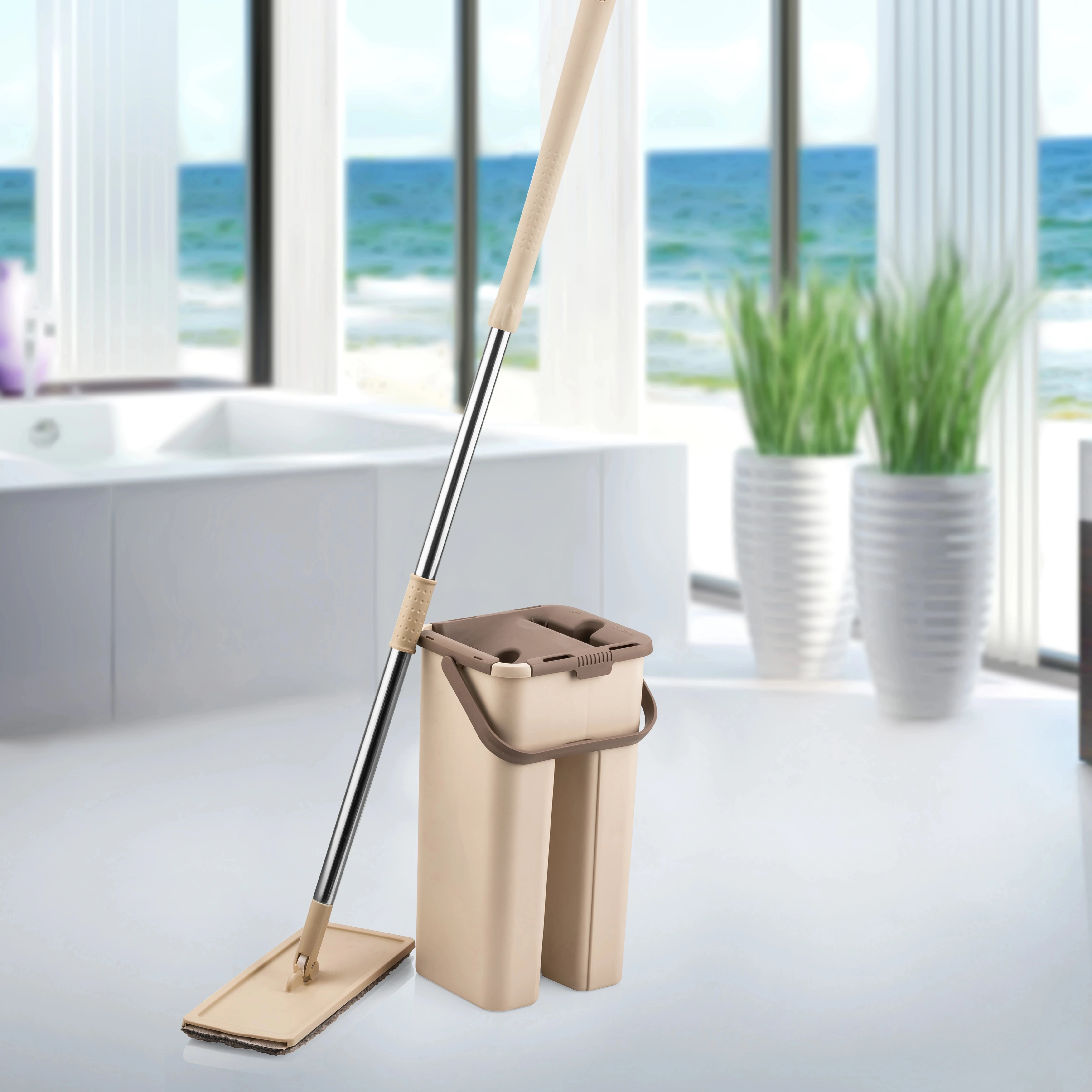 8L Mop and Bucket with Wringer Set for Home, Flat Mop and Bucket System, Mops for Floor Cleaning and Wall Cleaner FAST DELIVERY